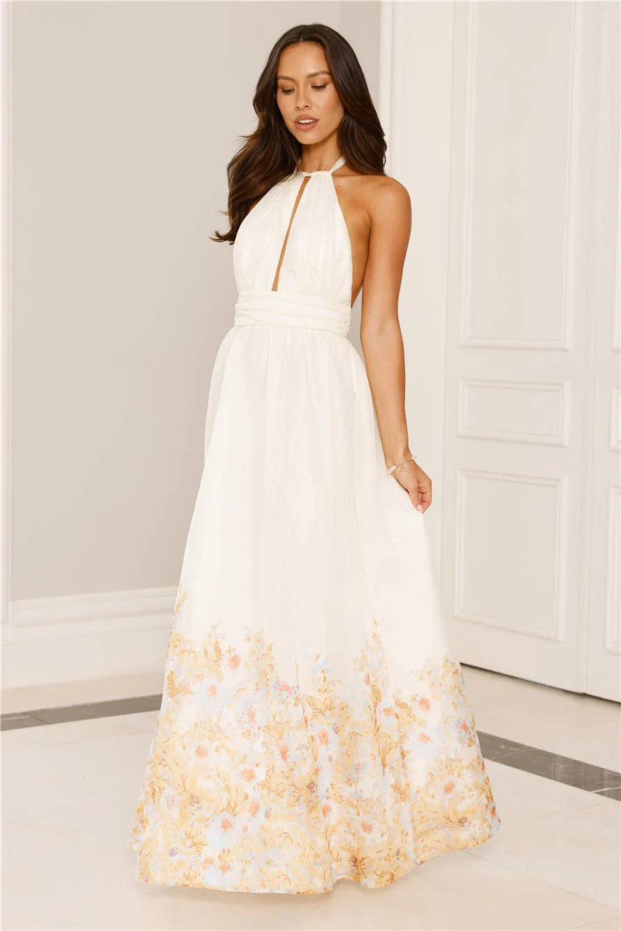 The Meadows Secret Halter Maxi Dress Yellow