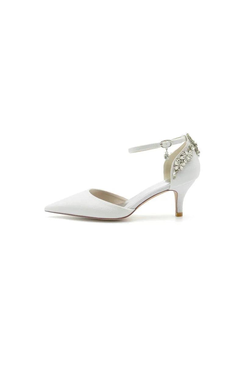 Ankle Strap Wedding Shoes with Rhinestone