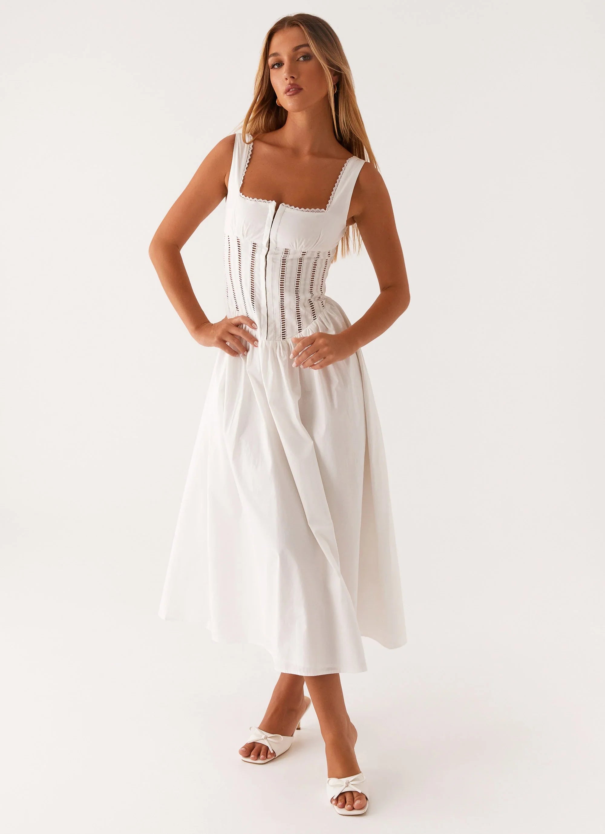 Waiting On You Midi Dress White