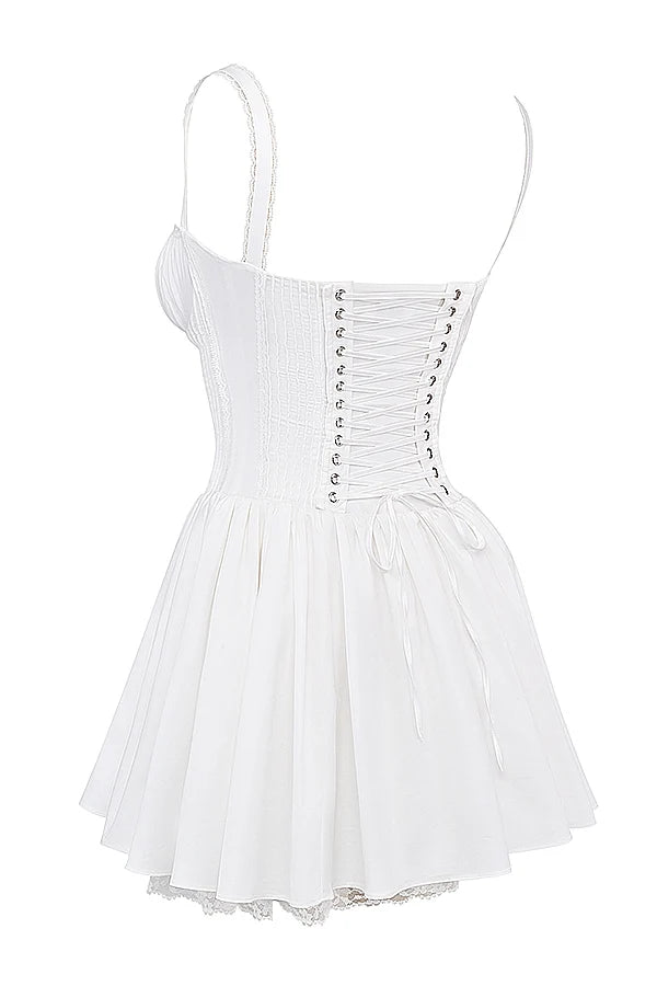 white corset mini dress