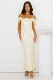 Youre Magic Off Shoulder Mesh Maxi Dress Yellow