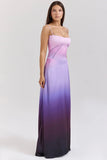 ombre print lace up maxi dress