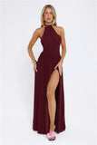 Sundown Soul Halter Midnight Blossoms Maxi Dress Plum