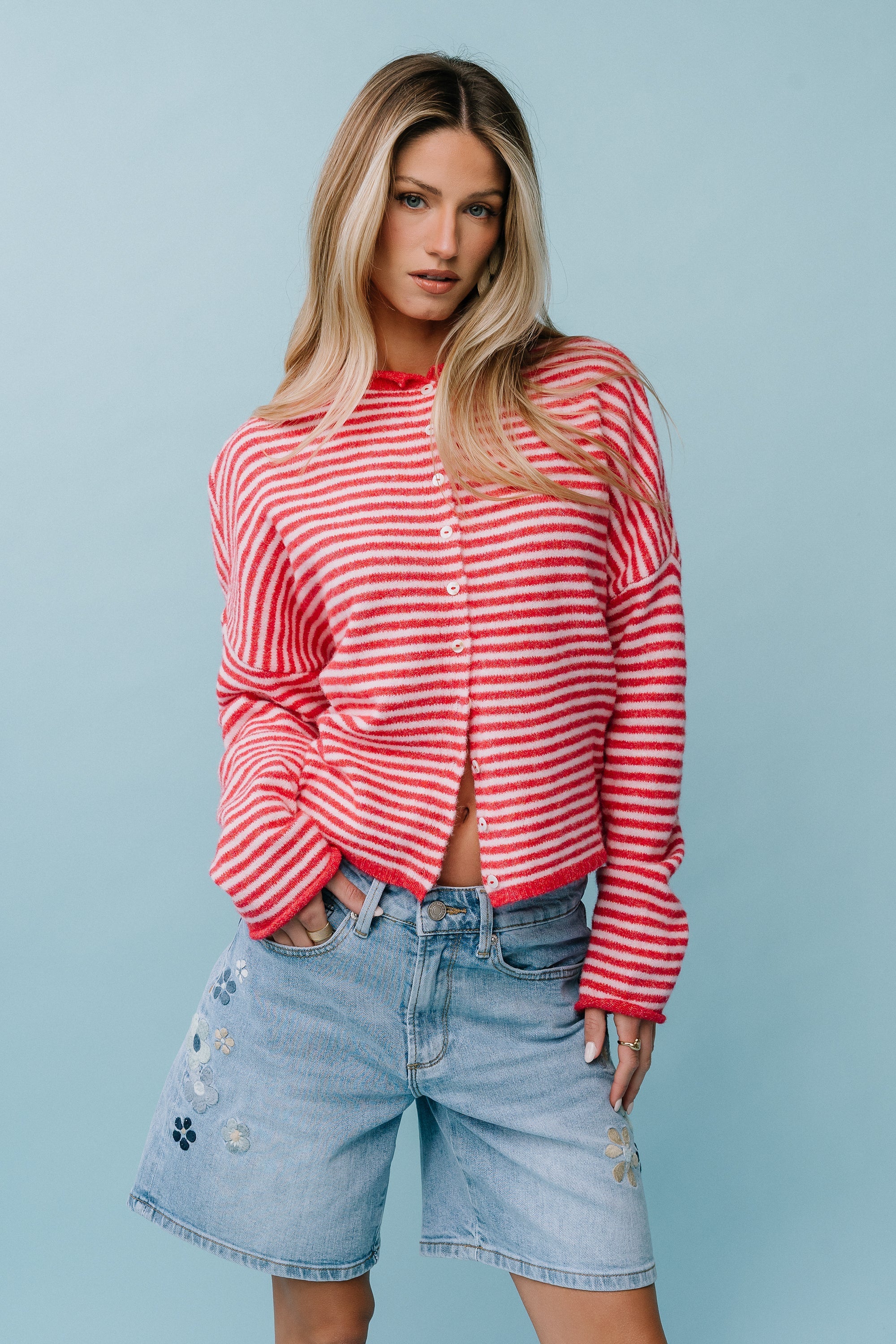 Miriam Striped Cardigan in Pink