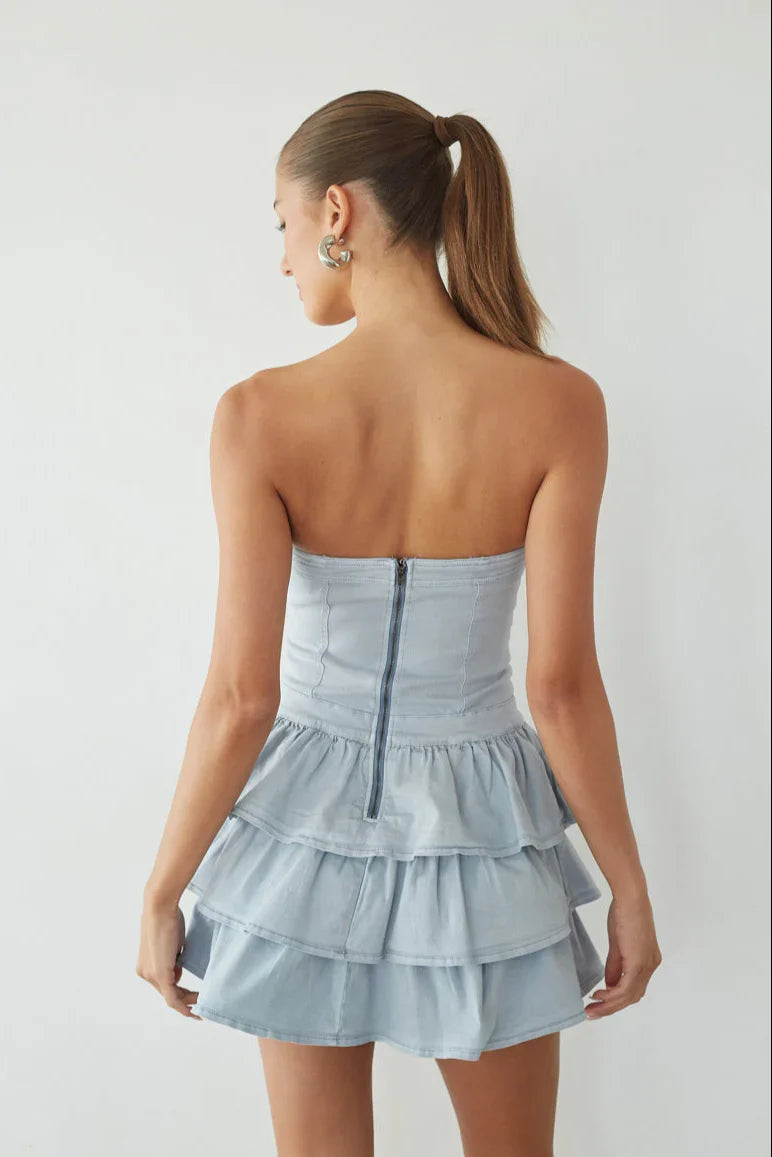 Venus Strapless Ruffle Mini Dress