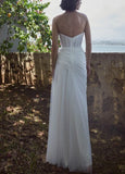 Sheath Sweetheart Tulle Wedding Dresses With Split Front