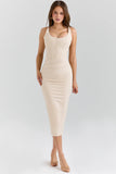 almond corset midi dress