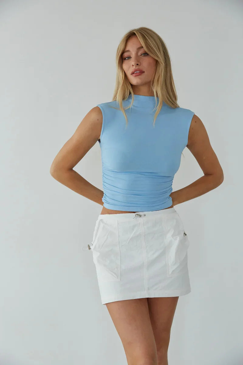 Taylor Ruched High Neck Tank Top