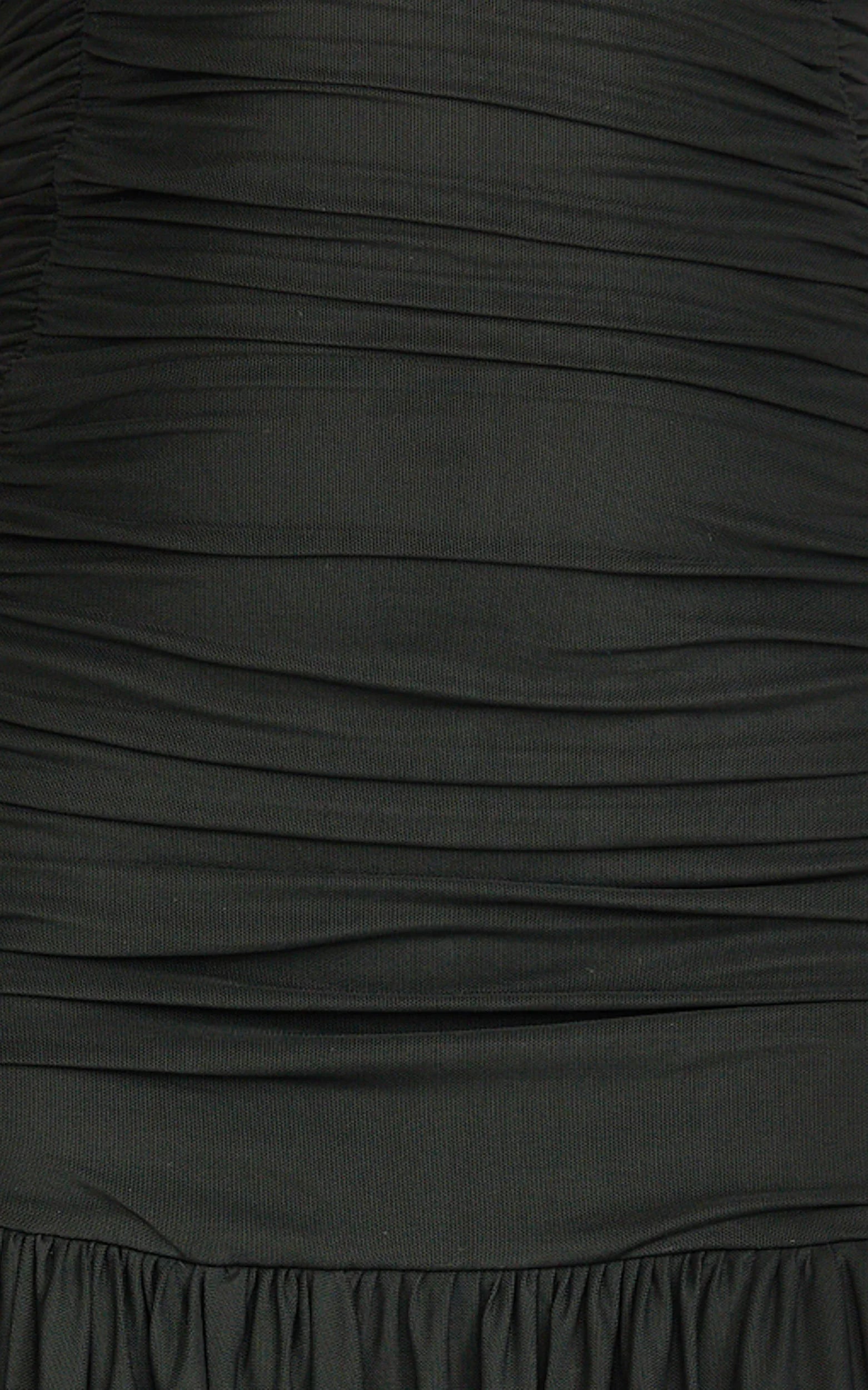 Marguerite Maxi Dress Strapless Ruched Mesh High Leg Split Dress in Black