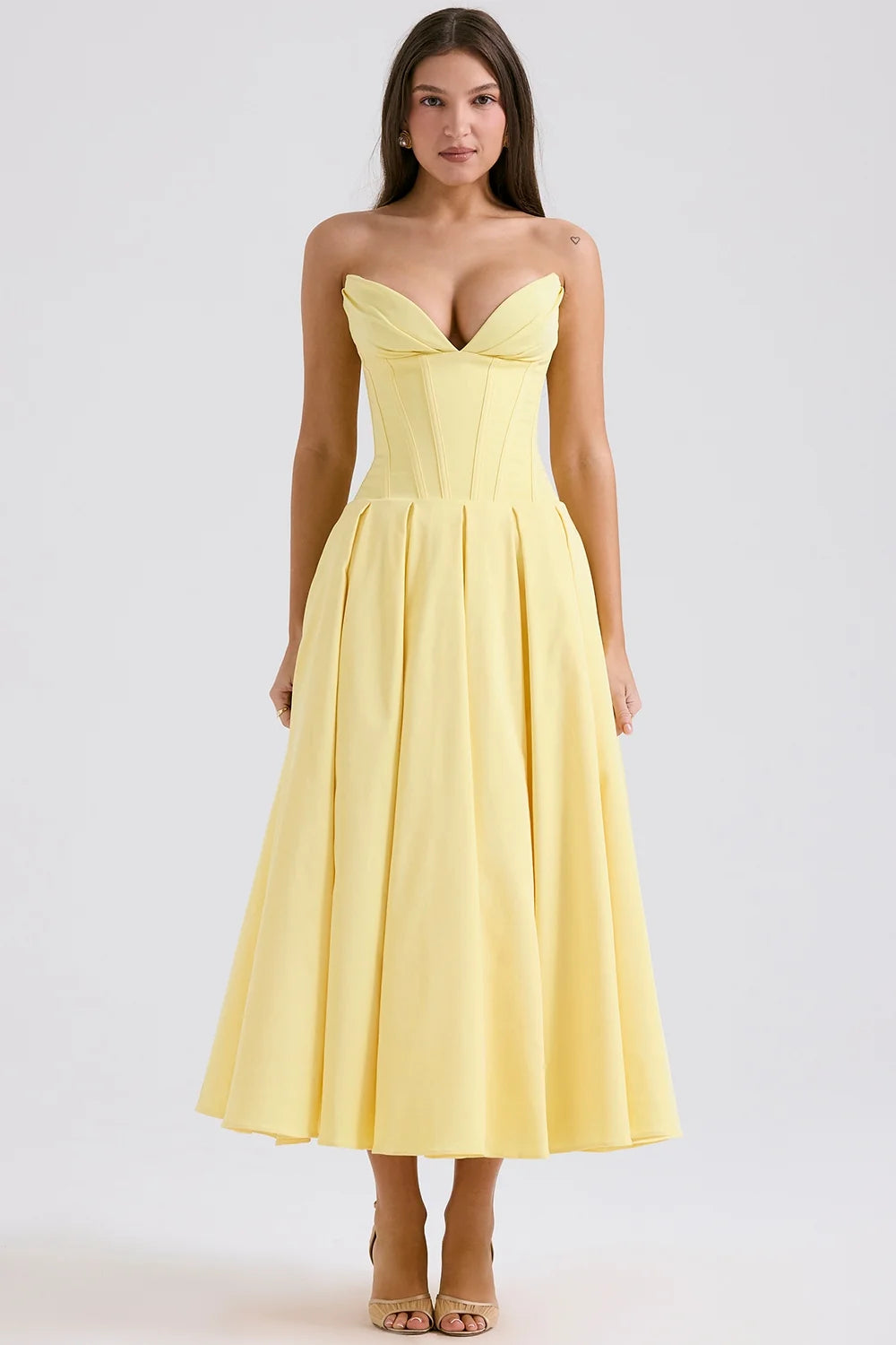 sunshine strapless tulle midi dress