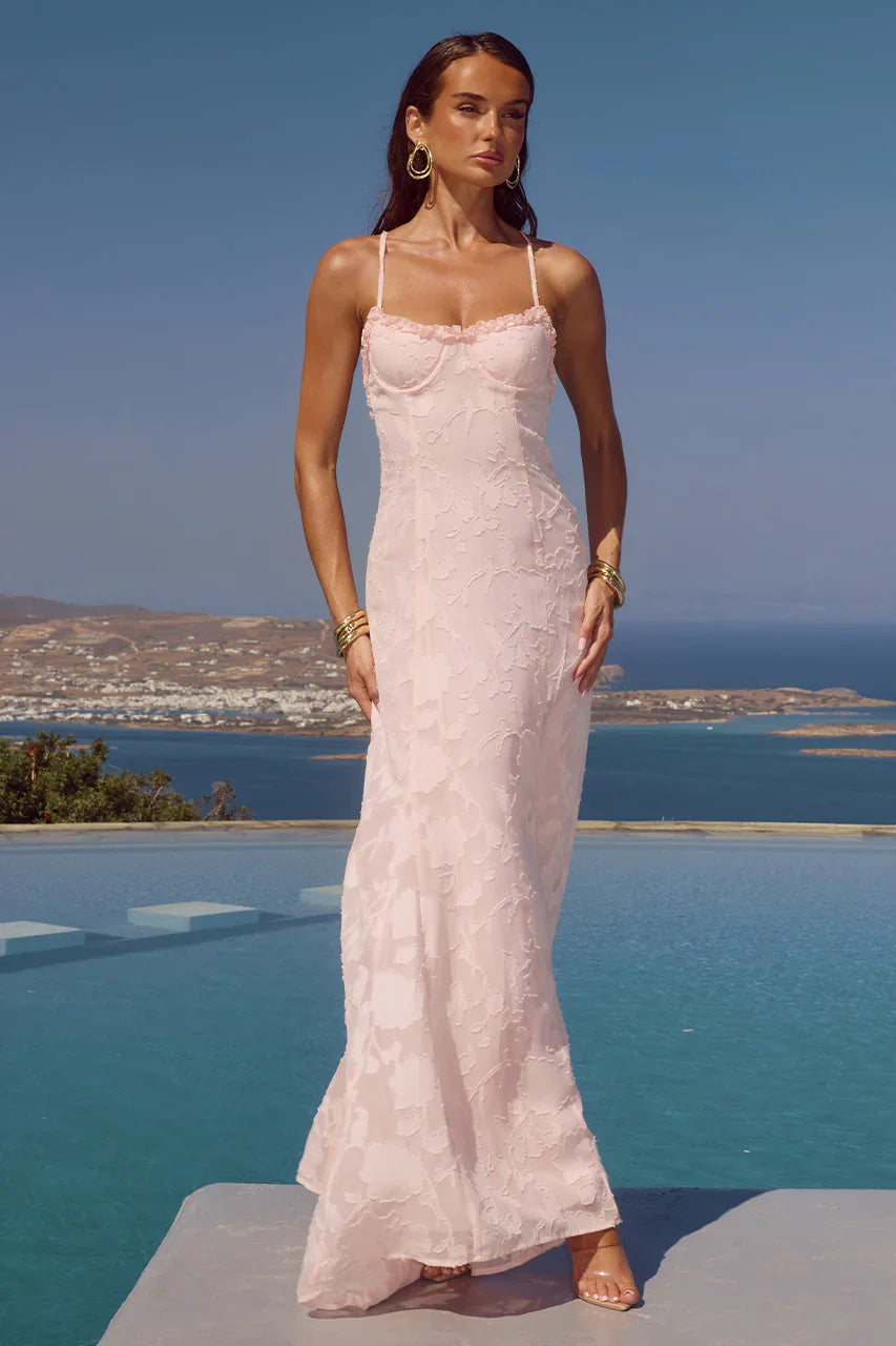 ELLERBY FRILL TRIM MAXI DRESS MUSK