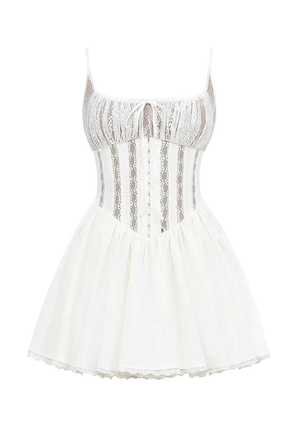 white cotton corset mini dress