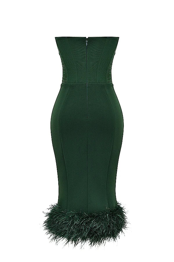 emerald green strapless corset dress