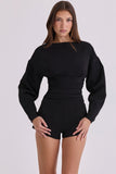 black crepe contour playsuit