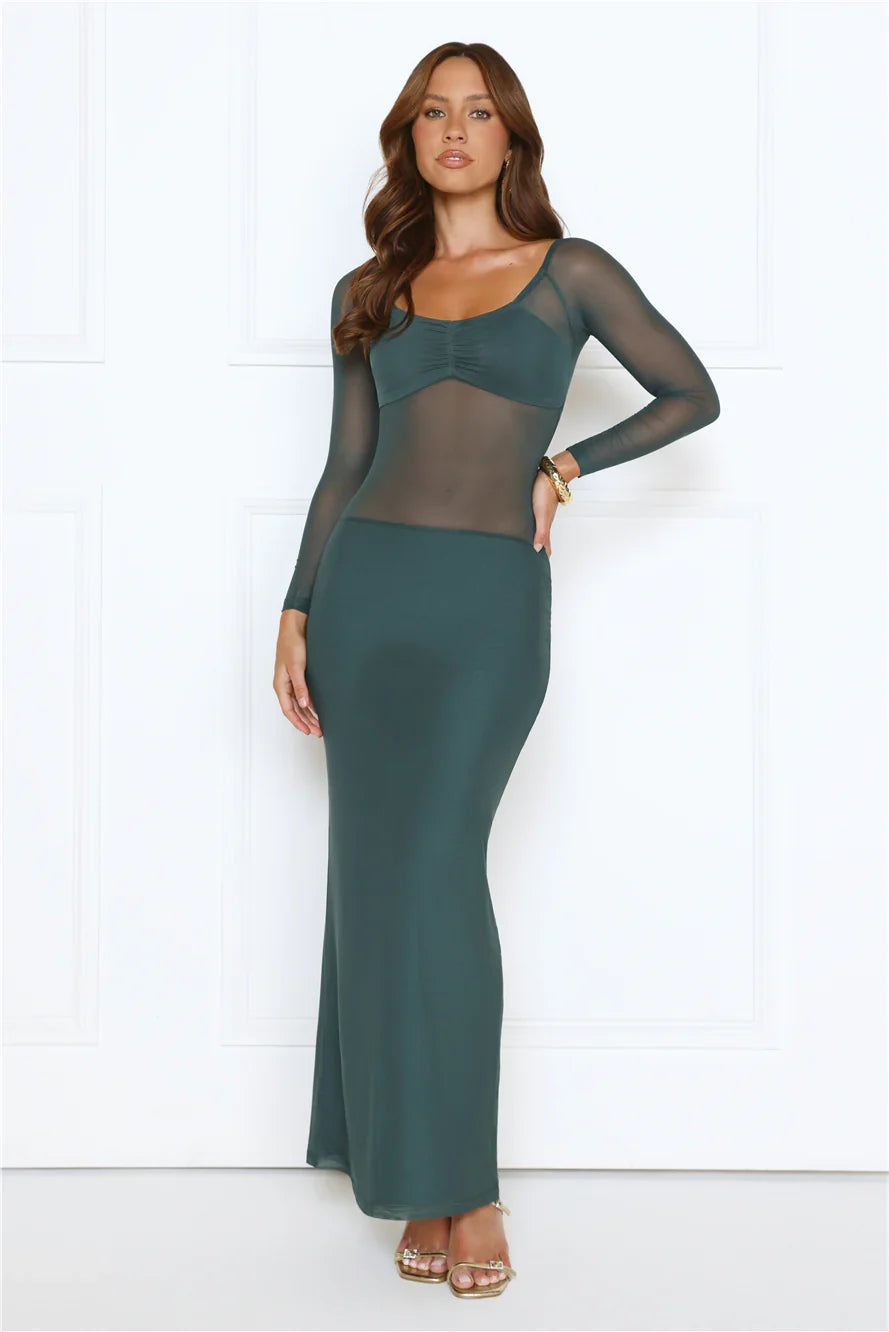 Heated Soul Off Shoulder Maxi Dress Teal