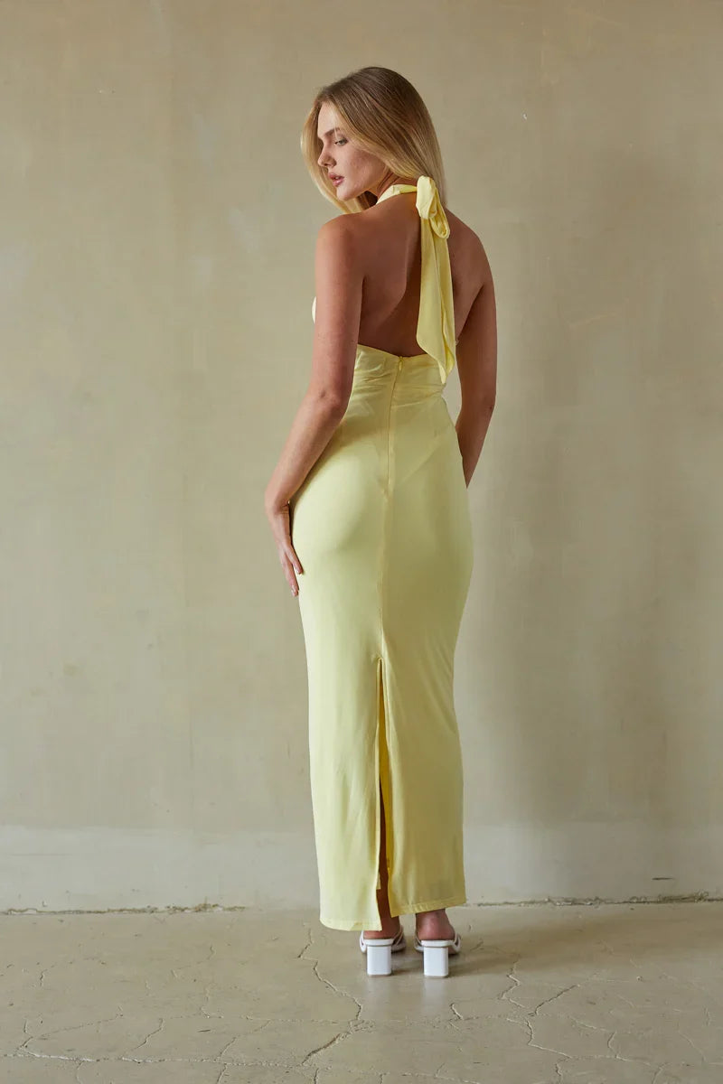 Cecelia Halter Draped Maxi Dress