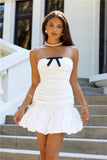 Fluttering Fancy Strapless Mini Dress White