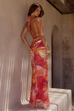 XYLIA HALTER LOW PLUNGE MAXI DRESS KIARA PEACH