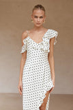 KARLITA MAXI DRESS WHITE POLKA