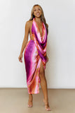 Ocean Mirage Halter Midi Dress Magenta