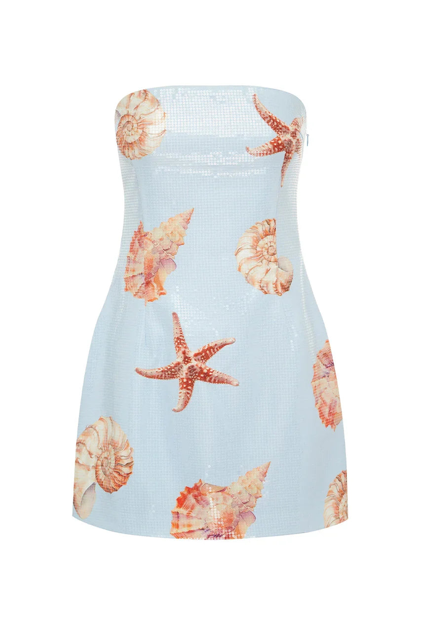 IBIZA MINI DRESS ICE BLUE SEASHELL