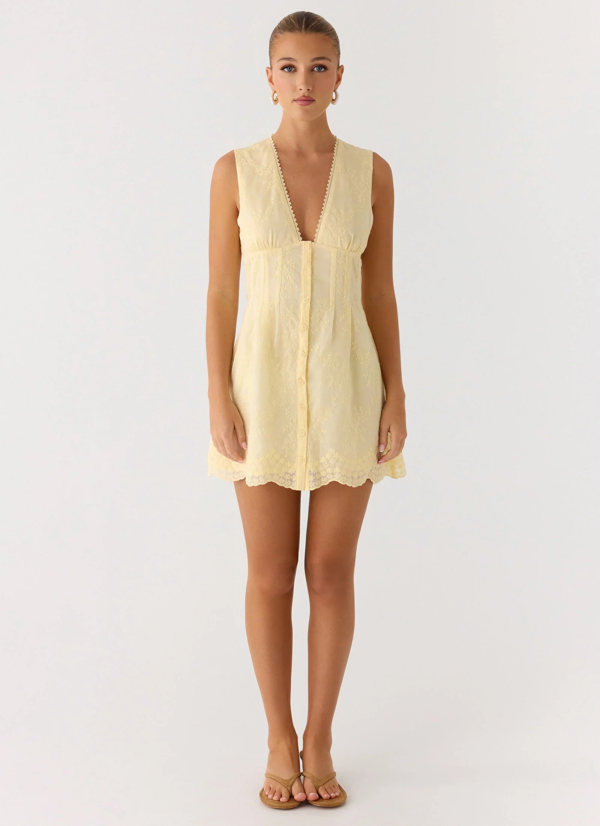Burning Bright Mini Dress Butter Yellow