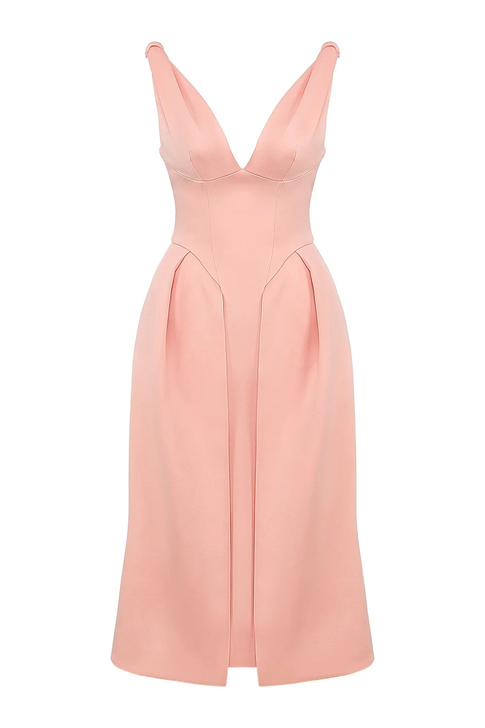 peach satin pleated midi dress sale