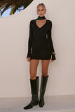 BIANCA SLEEVED MINI DRESS BLACK