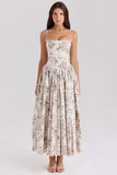 cream floral print cotton midi sundress