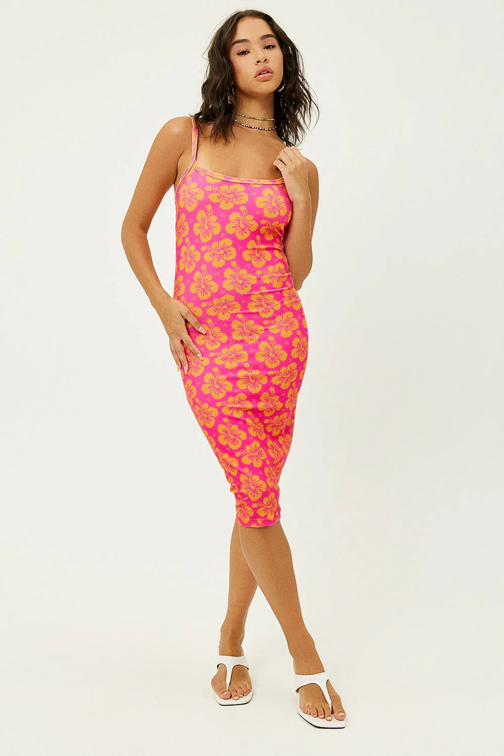 Quinn Terry Floral Dress Hibiscus Honey