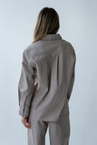 Hailey Striped Button Up in Beige