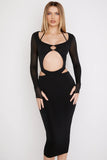 black cutout midi dress