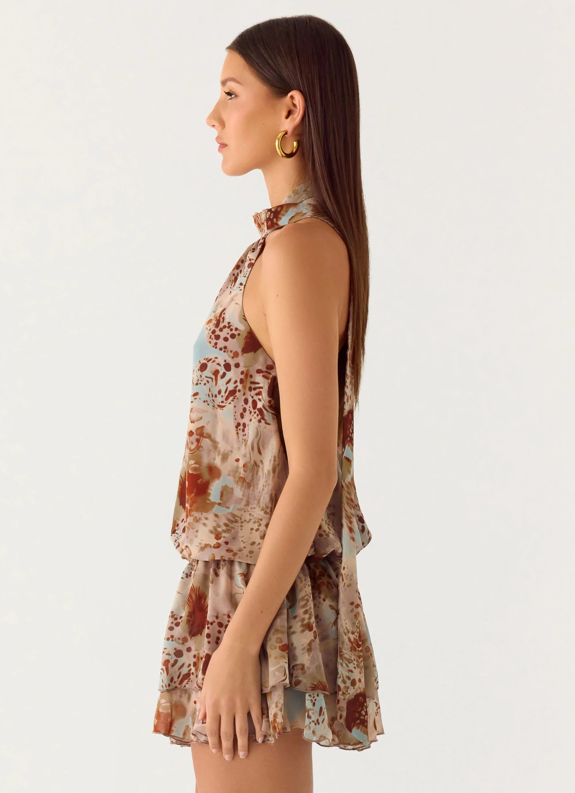 Rhodanthe Drop Waist Mini Dress Desert Blur