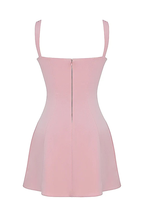rose satin and lace mini dress