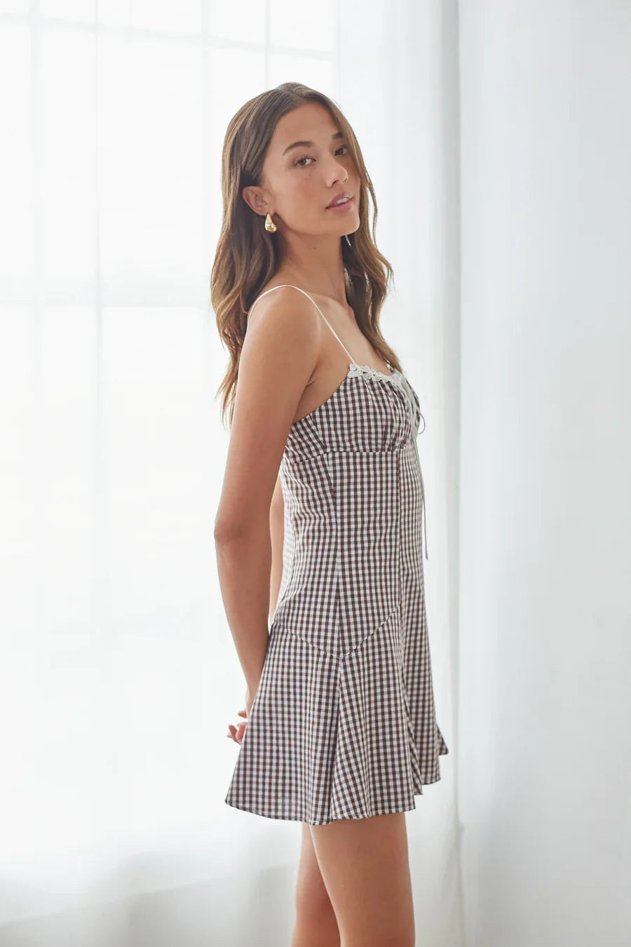 Liv Gingham Fit and Flare Mini Dress