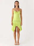 Queen Card Mini Dress Lime