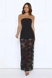 Sleek Silhouette Strapless Lace Maxi Dress Black