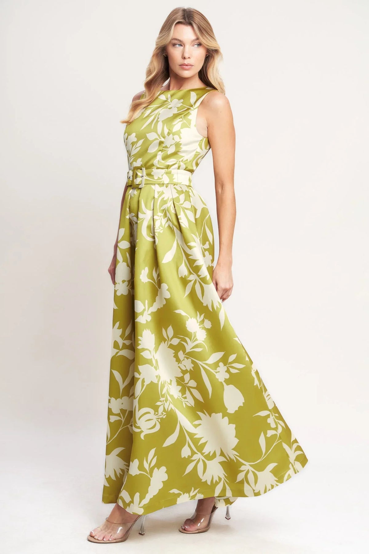 LIME FLORAL MAXI DRESS