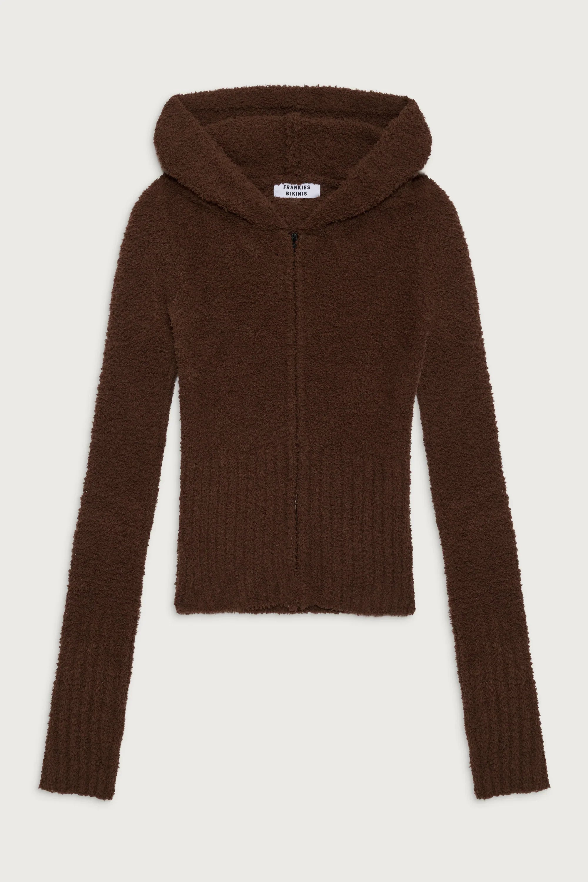 Harlowe Fuzzy Zip Up Hoodie Chocolate Lily