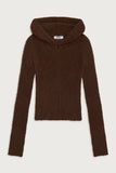 Harlowe Fuzzy Zip Up Hoodie Chocolate Lily