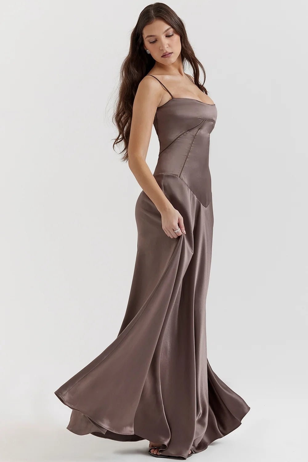 smoke lace up maxi dress