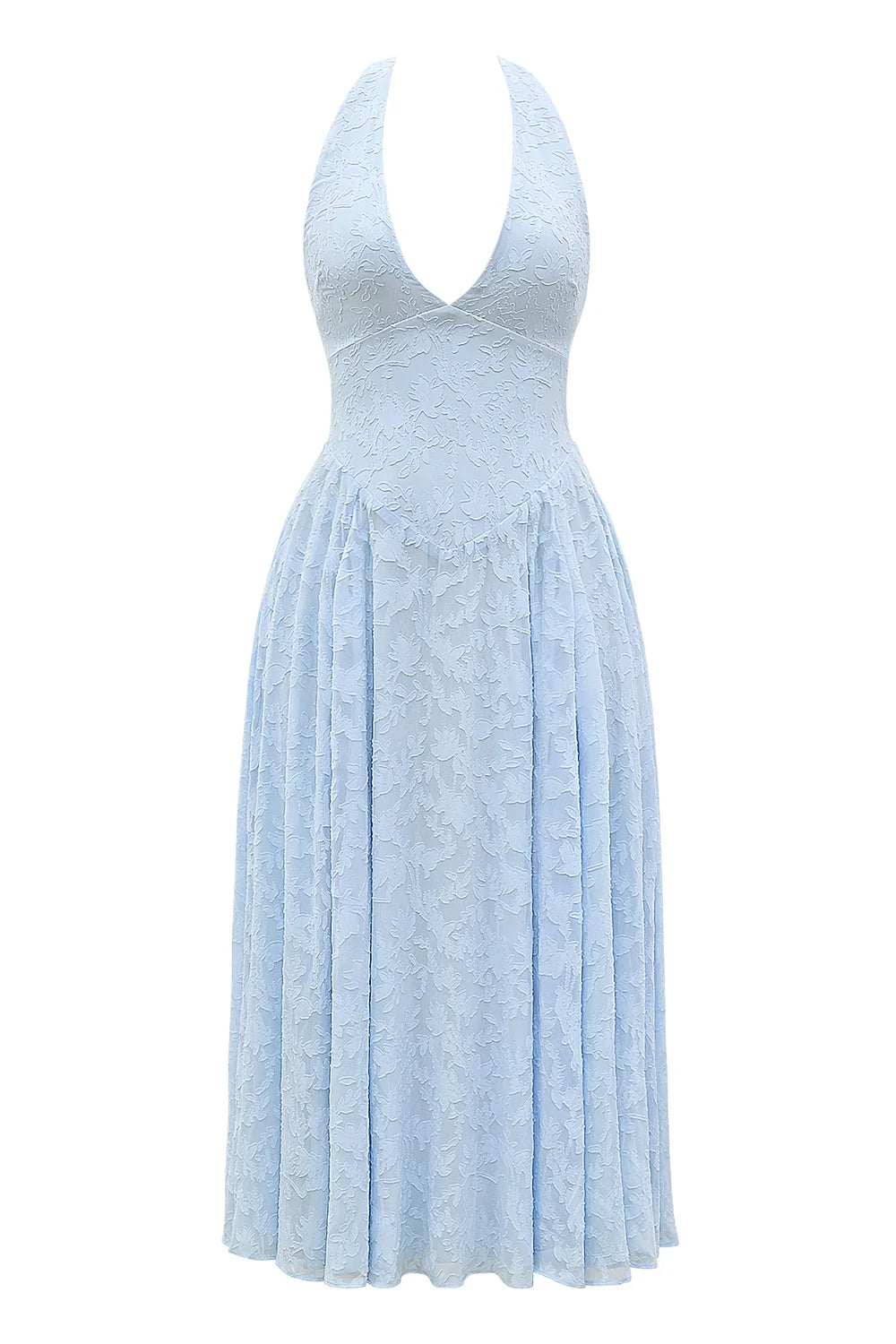 bluebell floral jacquard halter midi dress