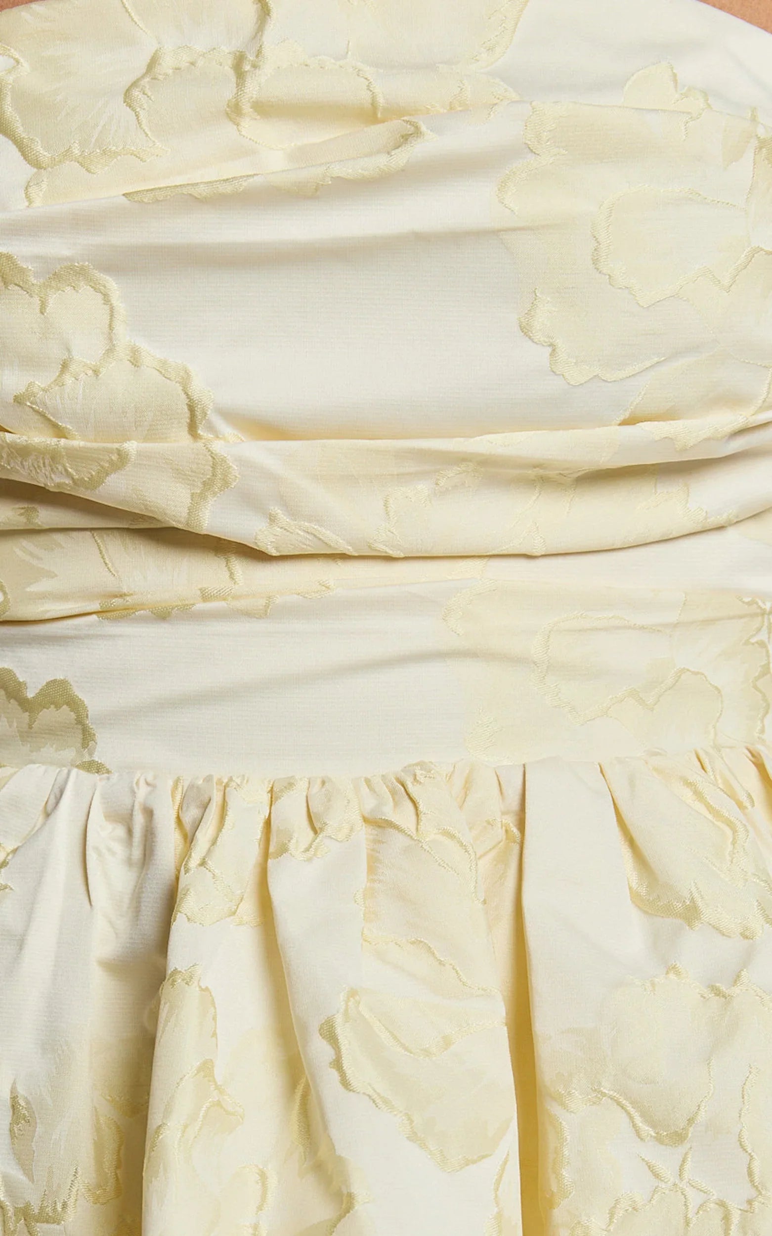 Laure Mini Dress Strapless Jacquard Dress in Lemon