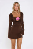 Sunkissed Flora Long Sleeve Mini Dress Chocolate