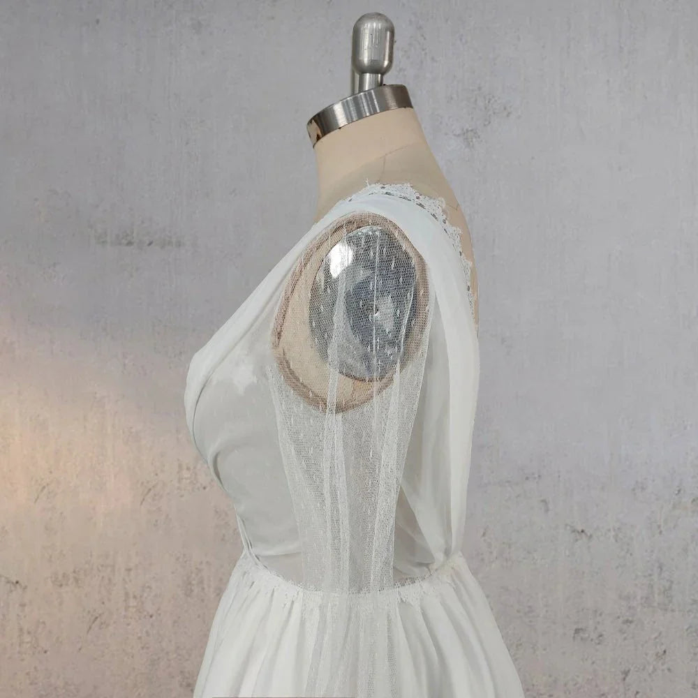 Mermaid Chiffon Long Sleeves Wedding Dress with Slit