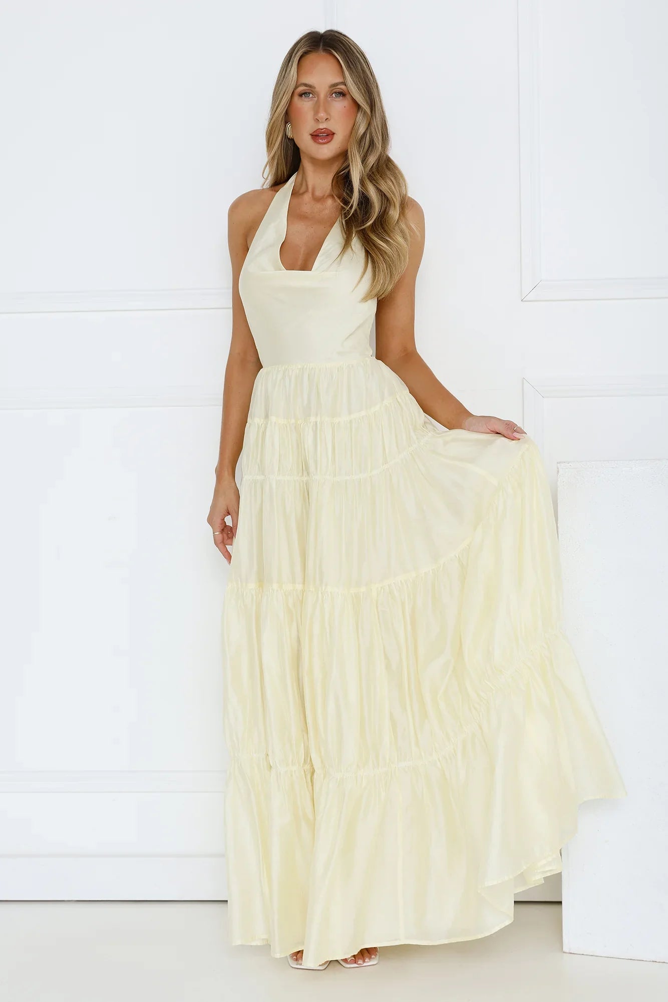 Sunbeam Smile Halter Maxi Dress Butter
