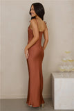 The Penelope Cowl Satin Maxi Dress Copper