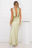 Precious Pearl Satin Maxi Dress Lime