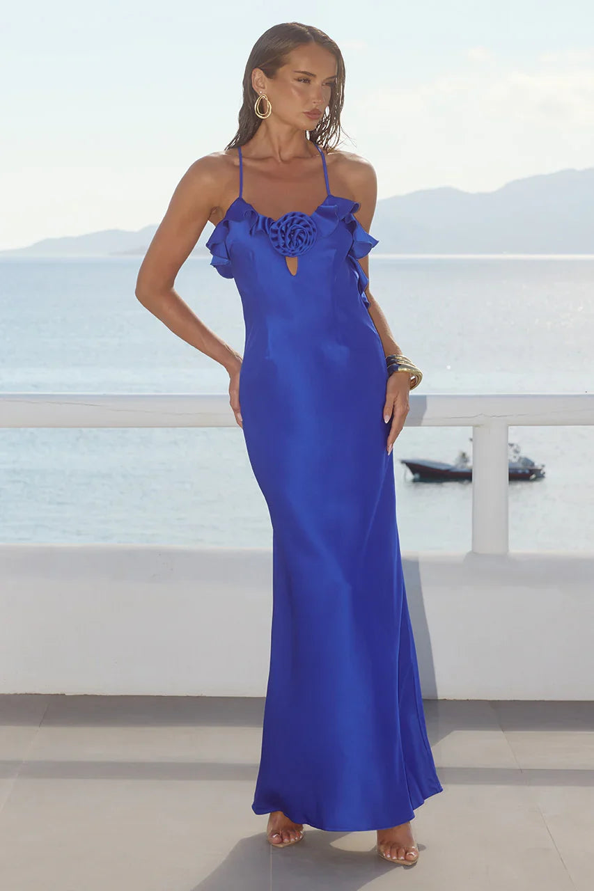 AVALEE FRILL TRIM MAXI DRESS SAPPHIRE