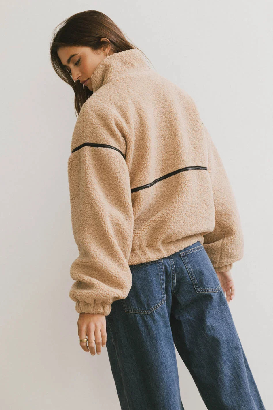Gabby Fleece Zip Up in Tan